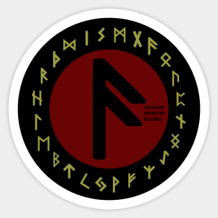 Red Ansuz Futhark Rune Symbol Sticker
